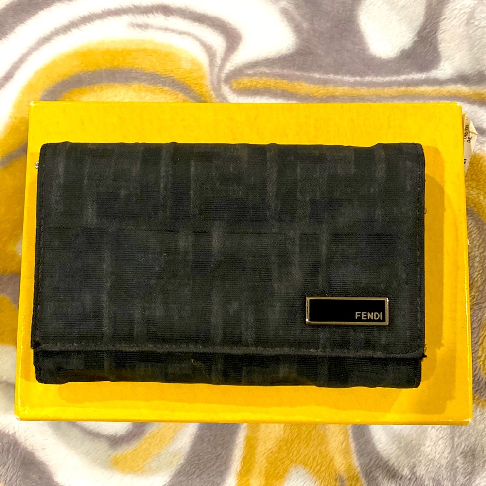 Fendi zucca compact wallet  canvas